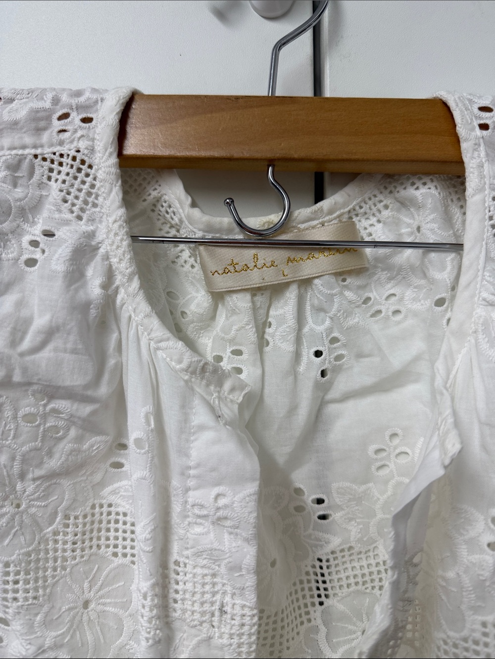 Natalie Martin White Broderie Anglaise Cotton Blouse